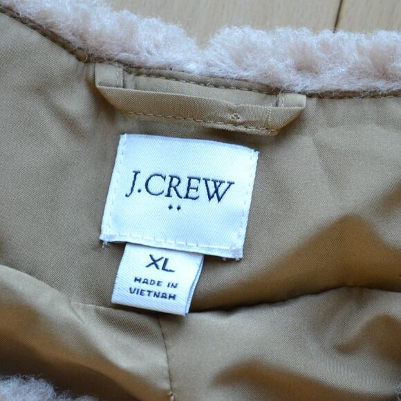 NWOT J Crew Sherpa Deep Pile Teddy Jacket Coat Size XL Tan - Picture 3 of 5